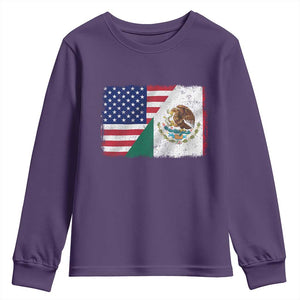 American Mexican Flag Youth Sweatshirt Mexico Heritage Half Mexican Roots TS10 Purple Print Your Wear