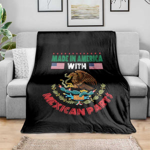 Made In America With Mexican Parts Throw Blanket Mexico Coat of Arms Half Mexican Roots TS10 Print Your Wear