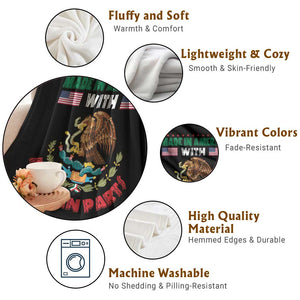 Made In America With Mexican Parts Throw Blanket Mexico Coat of Arms Half Mexican Roots TS10 Print Your Wear