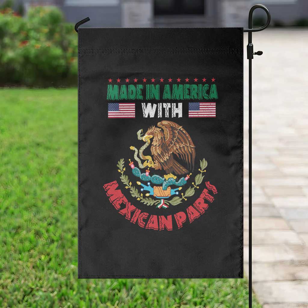 Made In America With Mexican Parts Garden Flag Mexico Coat of Arms Half Mexican Roots TS10 Print Your Wear
