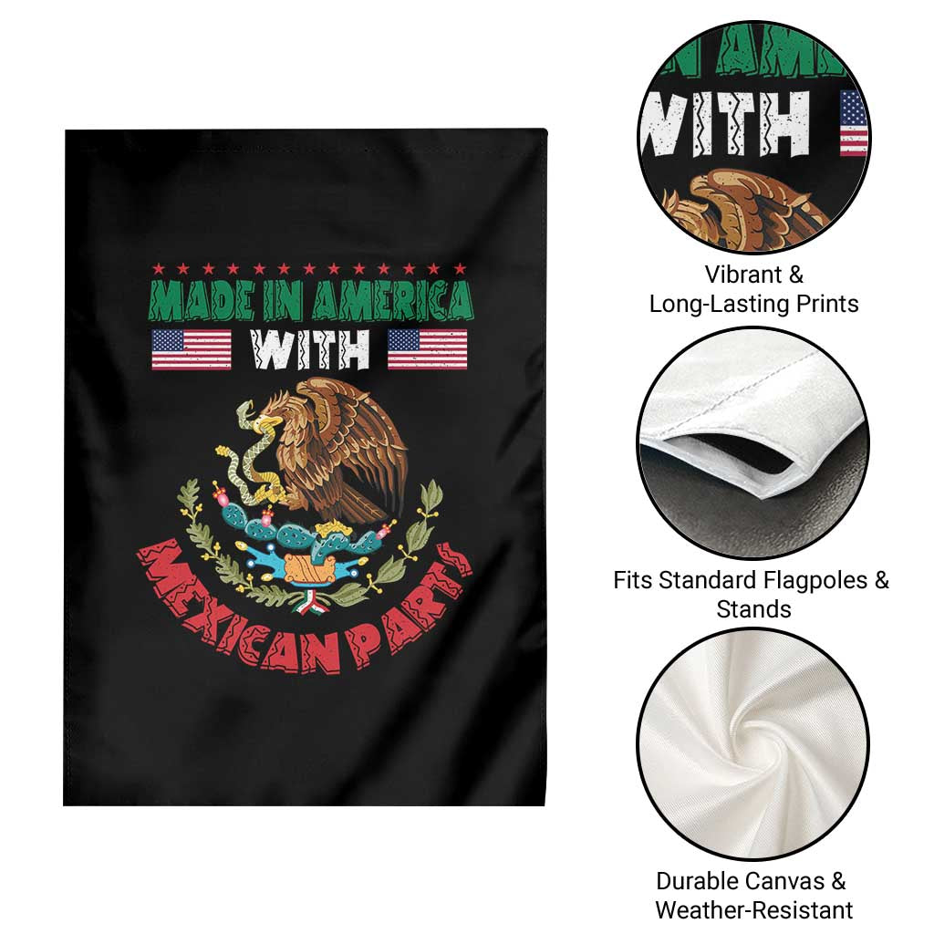 Made In America With Mexican Parts Garden Flag Mexico Coat of Arms Half Mexican Roots TS10 Print Your Wear