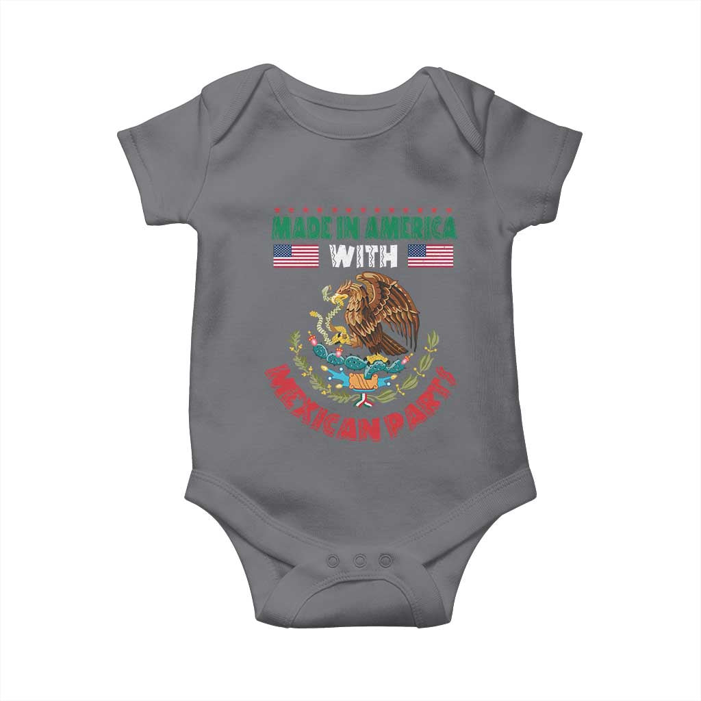 Made In America With Mexican Parts Baby Onesie Mexico Coat of Arms Half Mexican Roots TS10 Charcoal Print Your Wear