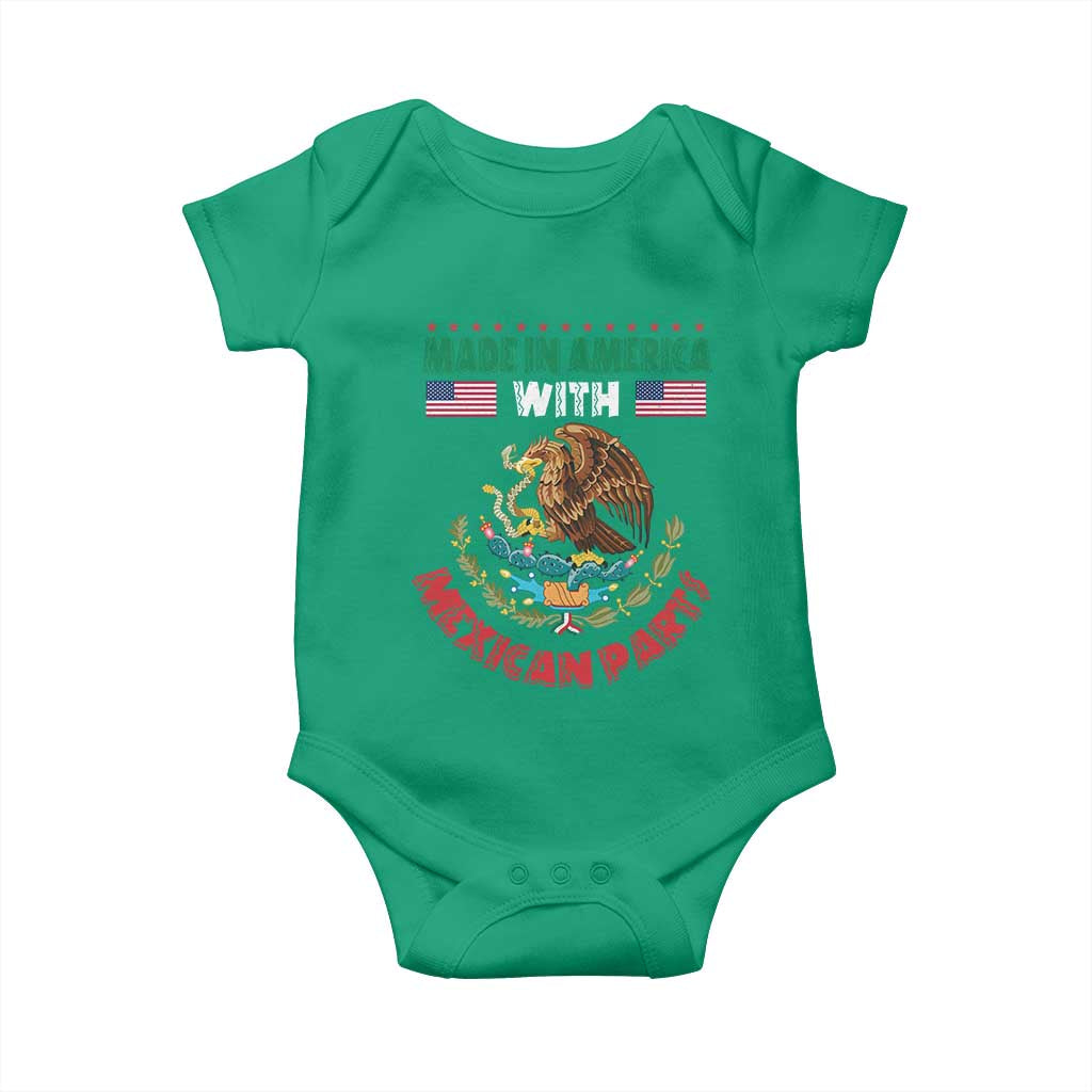Made In America With Mexican Parts Baby Onesie Mexico Coat of Arms Half Mexican Roots TS10 Irish Green Print Your Wear