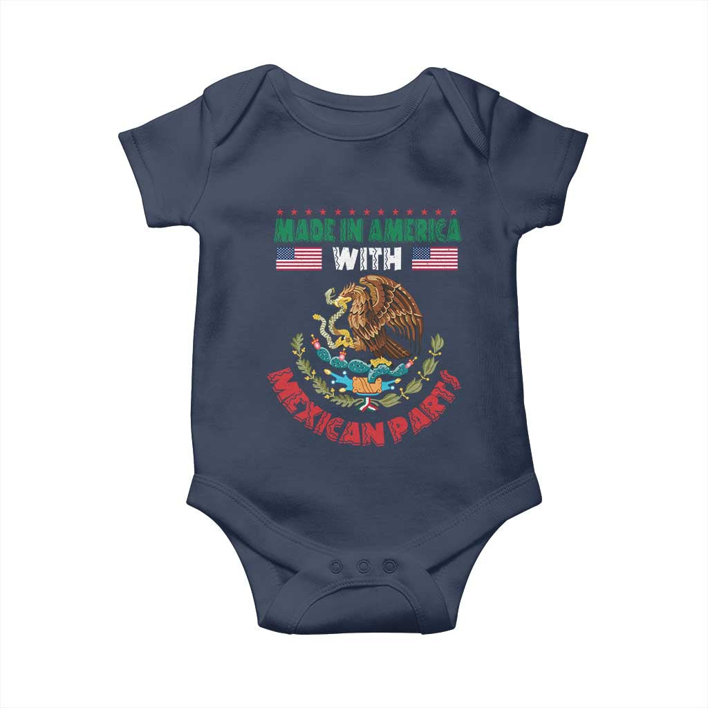 Made In America With Mexican Parts Baby Onesie Mexico Coat of Arms Half Mexican Roots TS10 Navy Print Your Wear