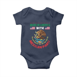 Made In America With Mexican Parts Baby Onesie Mexico Coat of Arms Half Mexican Roots TS10 Navy Print Your Wear