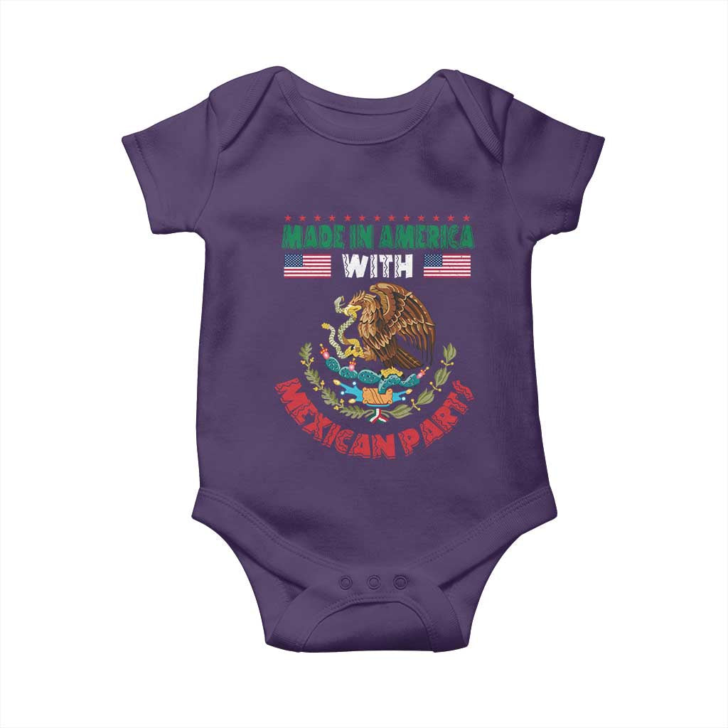 Made In America With Mexican Parts Baby Onesie Mexico Coat of Arms Half Mexican Roots TS10 Purple Print Your Wear
