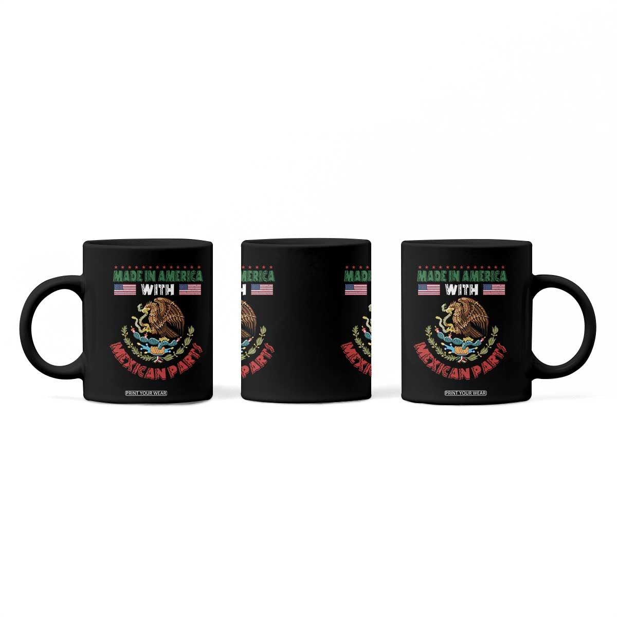 Made In America With Mexican Parts Coffee Mug Mexico Coat of Arms Half Mexican Roots TS10 Print Your Wear