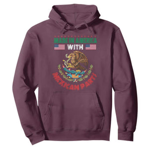Made In America With Mexican Parts Hoodie Mexico Coat of Arms Half Mexican Roots TS10 Maroon Print Your Wear