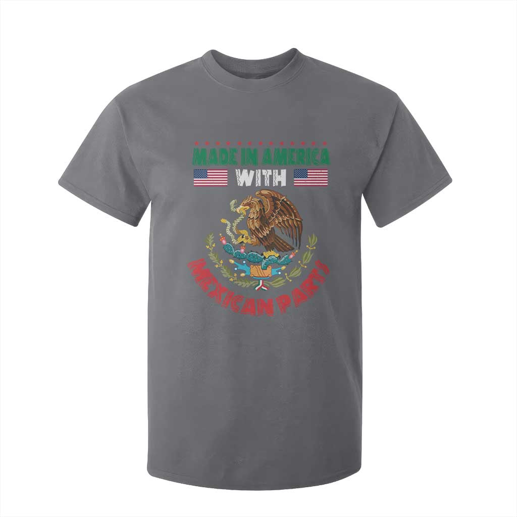 Made In America With Mexican Parts T Shirt For Kid Mexico Coat of Arms Half Mexican Roots TS10 Charcoal Print Your Wear