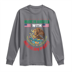 Made In America With Mexican Parts Long Sleeve Shirt Mexico Coat of Arms Half Mexican Roots TS10 Charcoal Print Your Wear