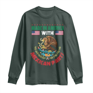 Made In America With Mexican Parts Long Sleeve Shirt Mexico Coat of Arms Half Mexican Roots TS10 Dark Forest Green Print Your Wear