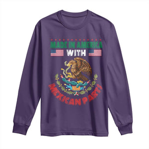 Made In America With Mexican Parts Long Sleeve Shirt Mexico Coat of Arms Half Mexican Roots TS10 Purple Print Your Wear