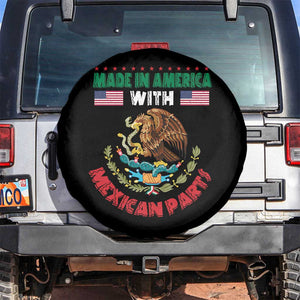 Made In America With Mexican Parts Spare Tire Cover Mexico Coat of Arms Half Mexican Roots TS10 No hole Black Print Your Wear