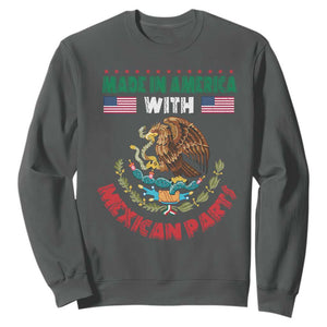 Made In America With Mexican Parts Sweatshirt Mexico Coat of Arms Half Mexican Roots TS10 Dark Heather Print Your Wear