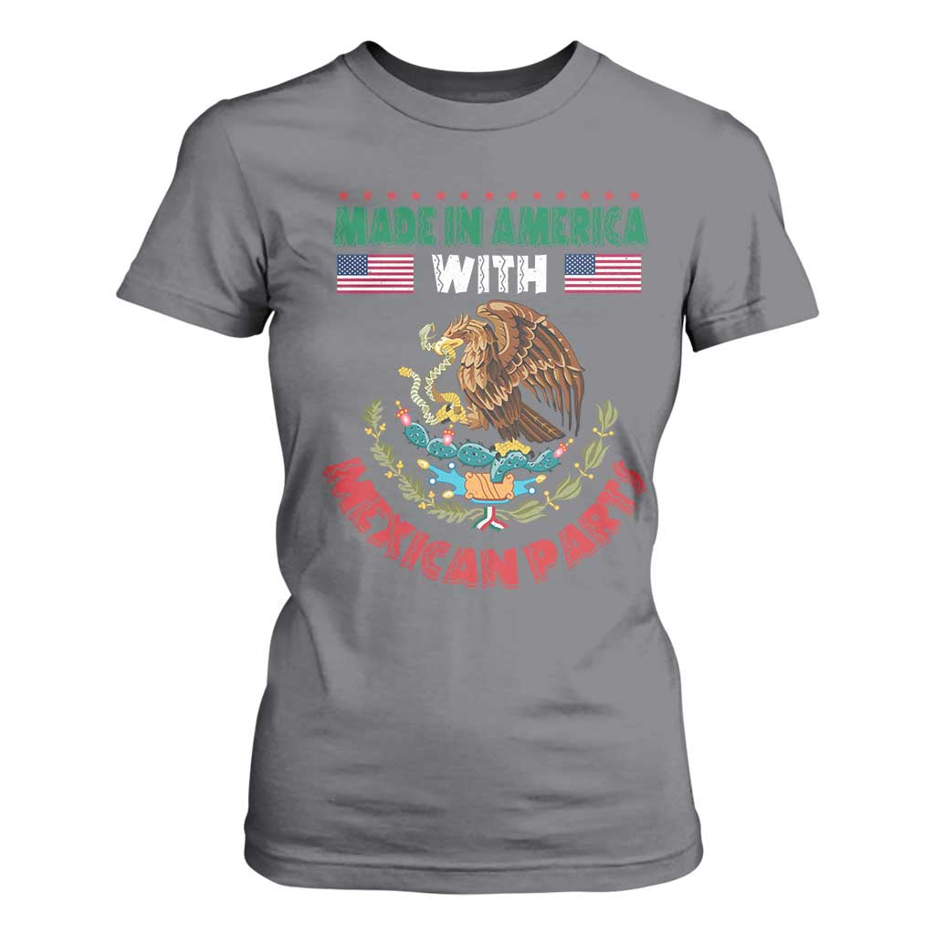Made In America With Mexican Parts T Shirt For Women Mexico Coat of Arms Half Mexican Roots TS10 Charcoal Print Your Wear