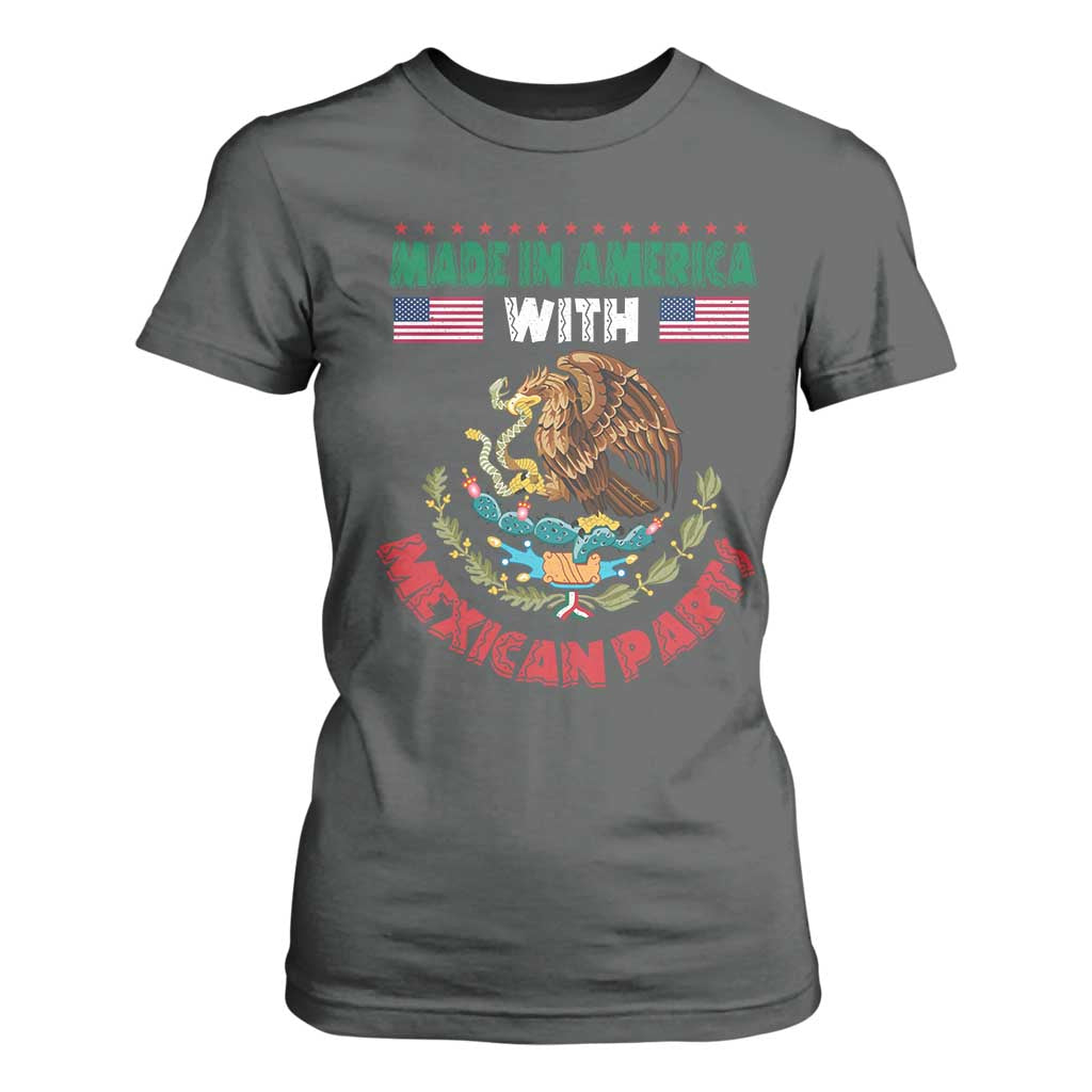 Made In America With Mexican Parts T Shirt For Women Mexico Coat of Arms Half Mexican Roots TS10 Dark Heather Print Your Wear