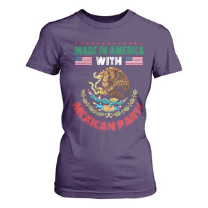 Made In America With Mexican Parts T Shirt For Women Mexico Coat of Arms Half Mexican Roots TS10 Purple Print Your Wear