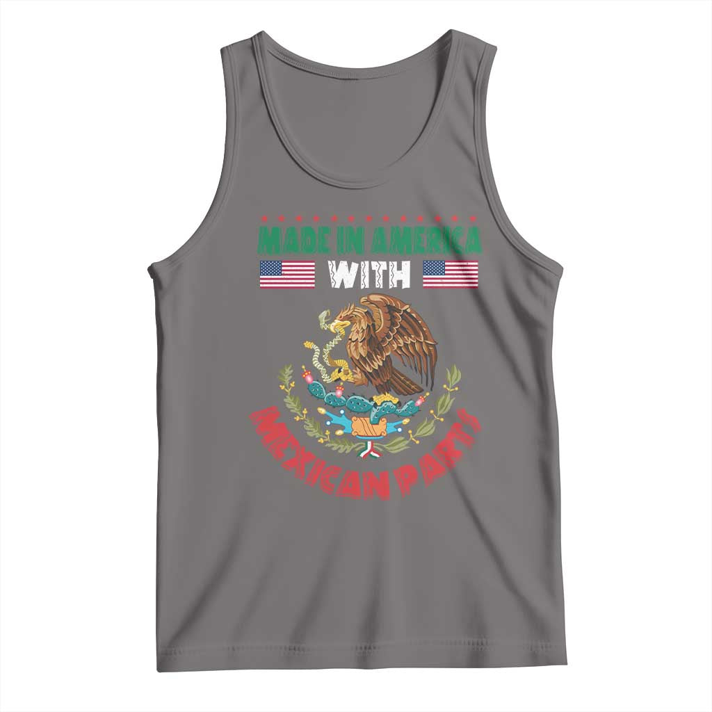 Made In America With Mexican Parts Tank Top Mexico Coat of Arms Half Mexican Roots TS10 Deep Heather Print Your Wear