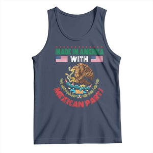 Made In America With Mexican Parts Tank Top Mexico Coat of Arms Half Mexican Roots TS10 Navy Print Your Wear