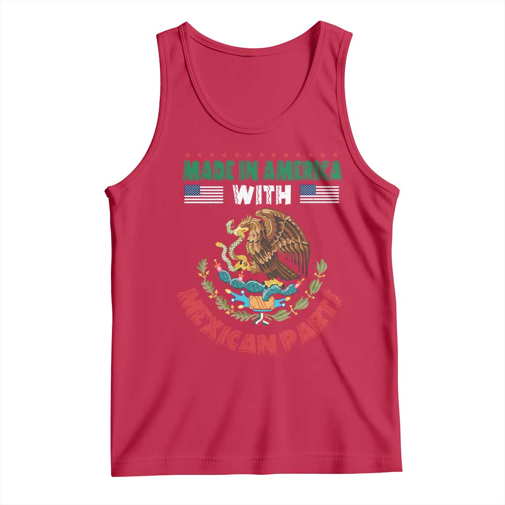 Made In America With Mexican Parts Tank Top Mexico Coat of Arms Half Mexican Roots TS10 Red Print Your Wear