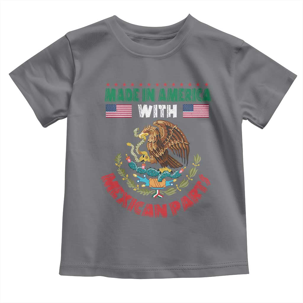 Made In America With Mexican Parts Toddler T Shirt Mexico Coat of Arms Half Mexican Roots TS10 Charcoal Print Your Wear
