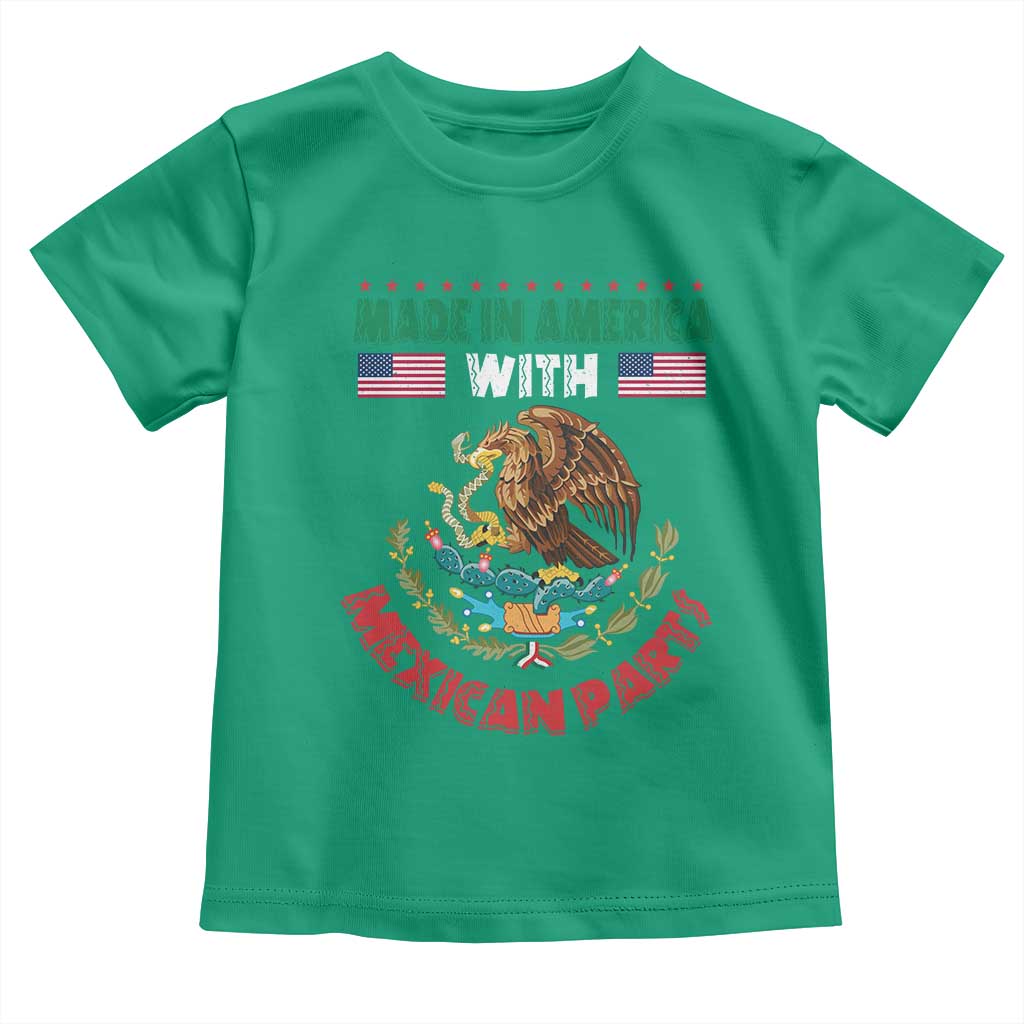 Made In America With Mexican Parts Toddler T Shirt Mexico Coat of Arms Half Mexican Roots TS10 Irish Green Print Your Wear