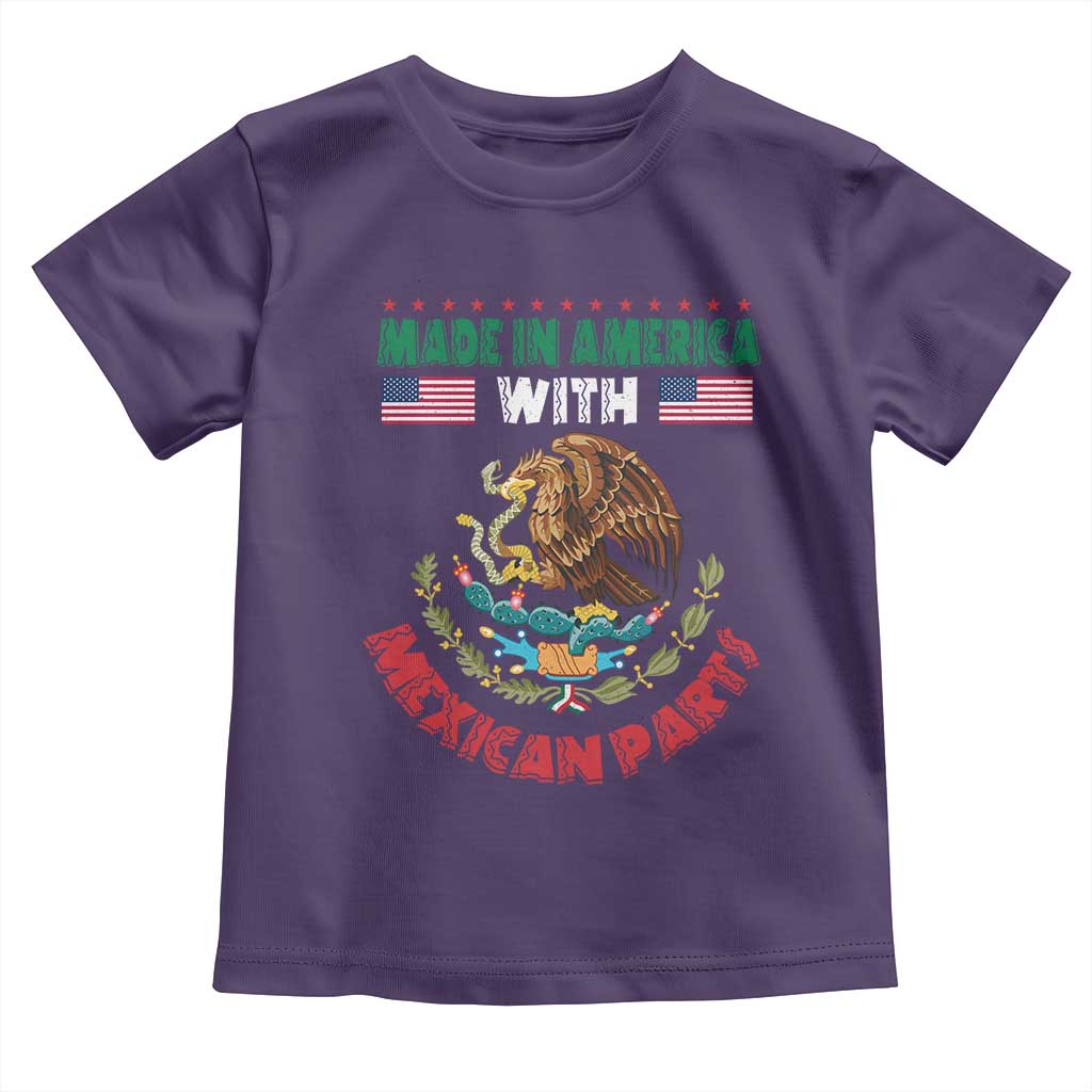 Made In America With Mexican Parts Toddler T Shirt Mexico Coat of Arms Half Mexican Roots TS10 Purple Print Your Wear