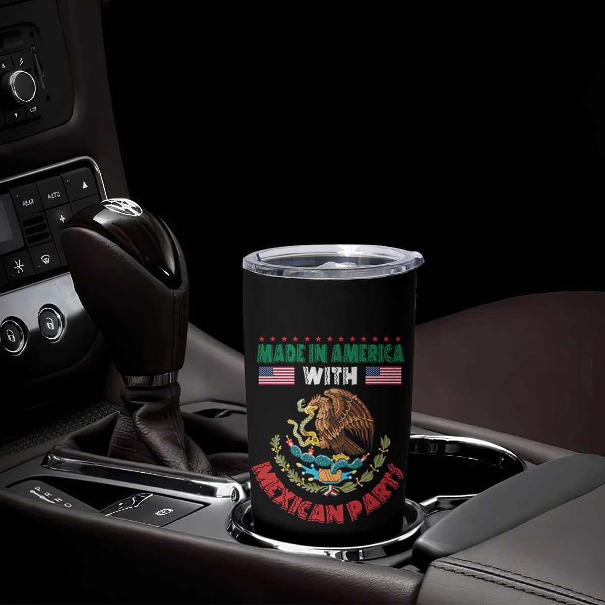 Made In America With Mexican Parts Tumbler Cup Mexico Coat of Arms Half Mexican Roots TS10 Print Your Wear