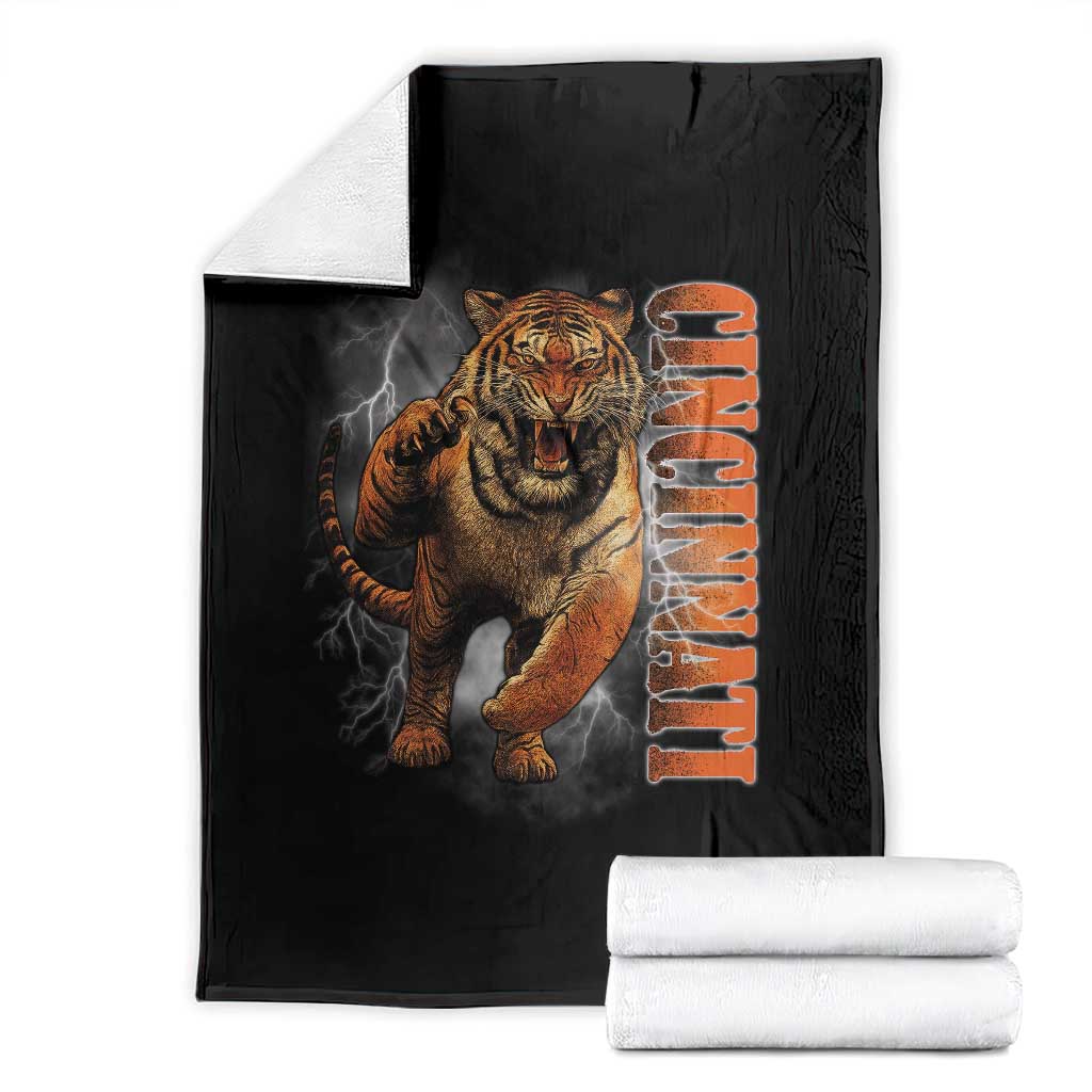 Cincinnati Tiger Throw Blanket Bootleg Vintage TS10 Black Print Your Wear