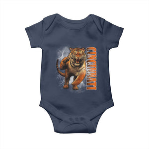 Cincinnati Tiger Baby Onesie Bootleg Vintage TS10 Navy Print Your Wear