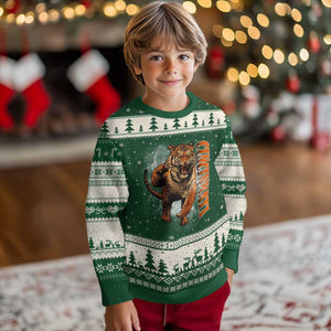 Cincinnati Tiger Ugly Christmas Sweater Bootleg Vintage TS10 Forest Green Beige Print Your Wear