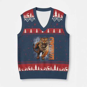 Cincinnati Tiger V-Neck Knit Sweater Vest Bootleg Vintage TS10 Navy Red Print Your Wear