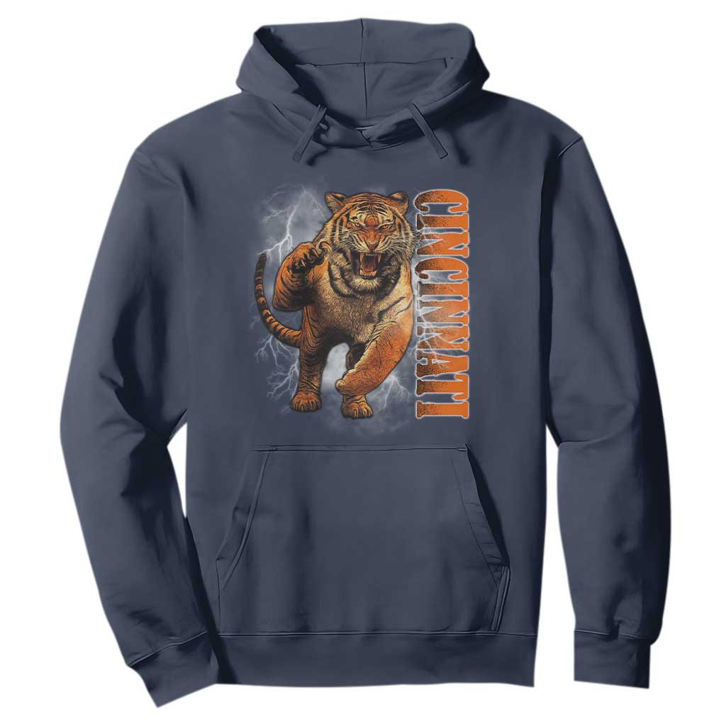 Cincinnati Tiger Hoodie Bootleg Vintage TS10 Navy Print Your Wear