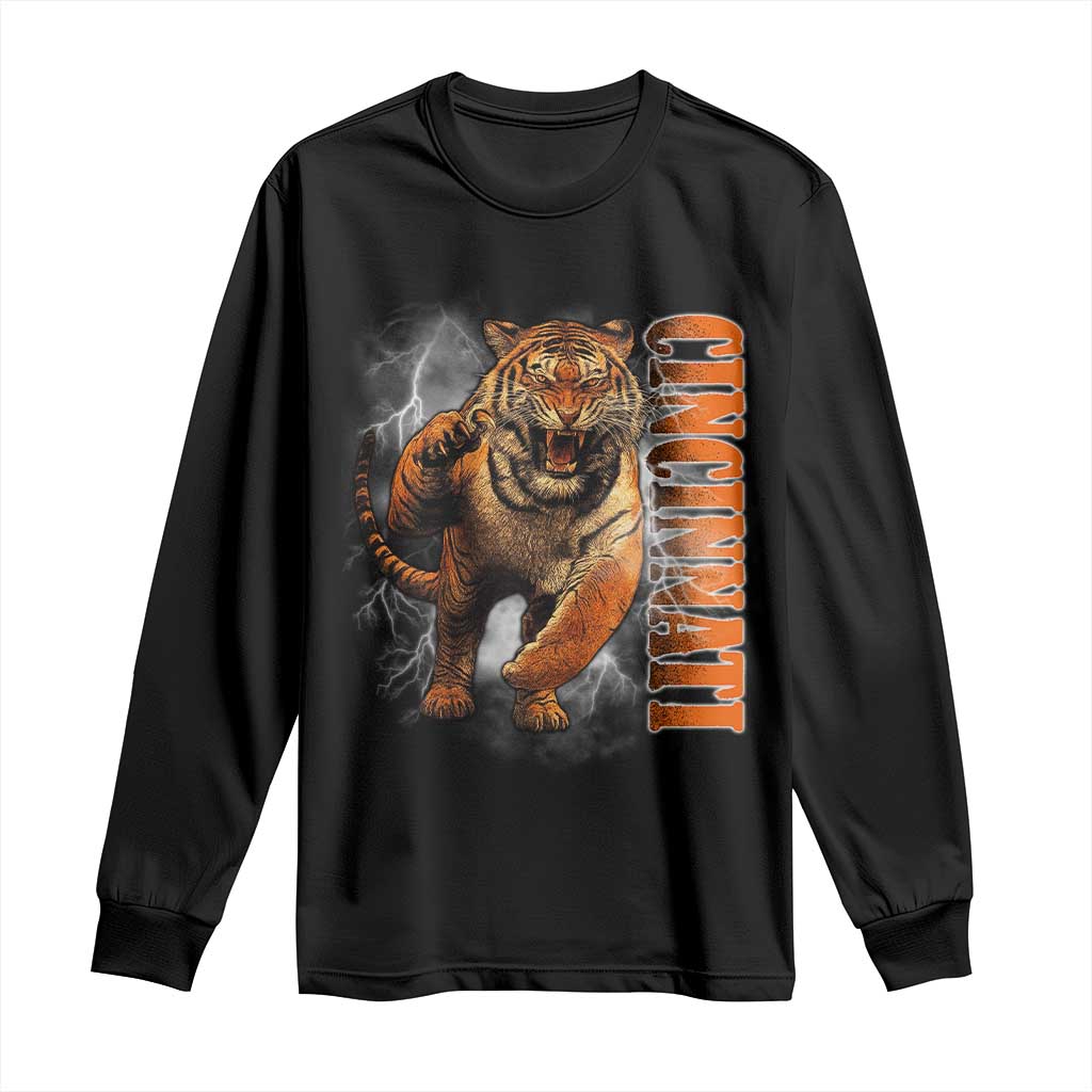 Cincinnati Tiger Long Sleeve Shirt Bootleg Vintage TS10 Black Print Your Wear