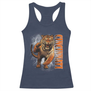 Cincinnati Tiger Racerback Tank Top Bootleg Vintage TS10 Navy Print Your Wear