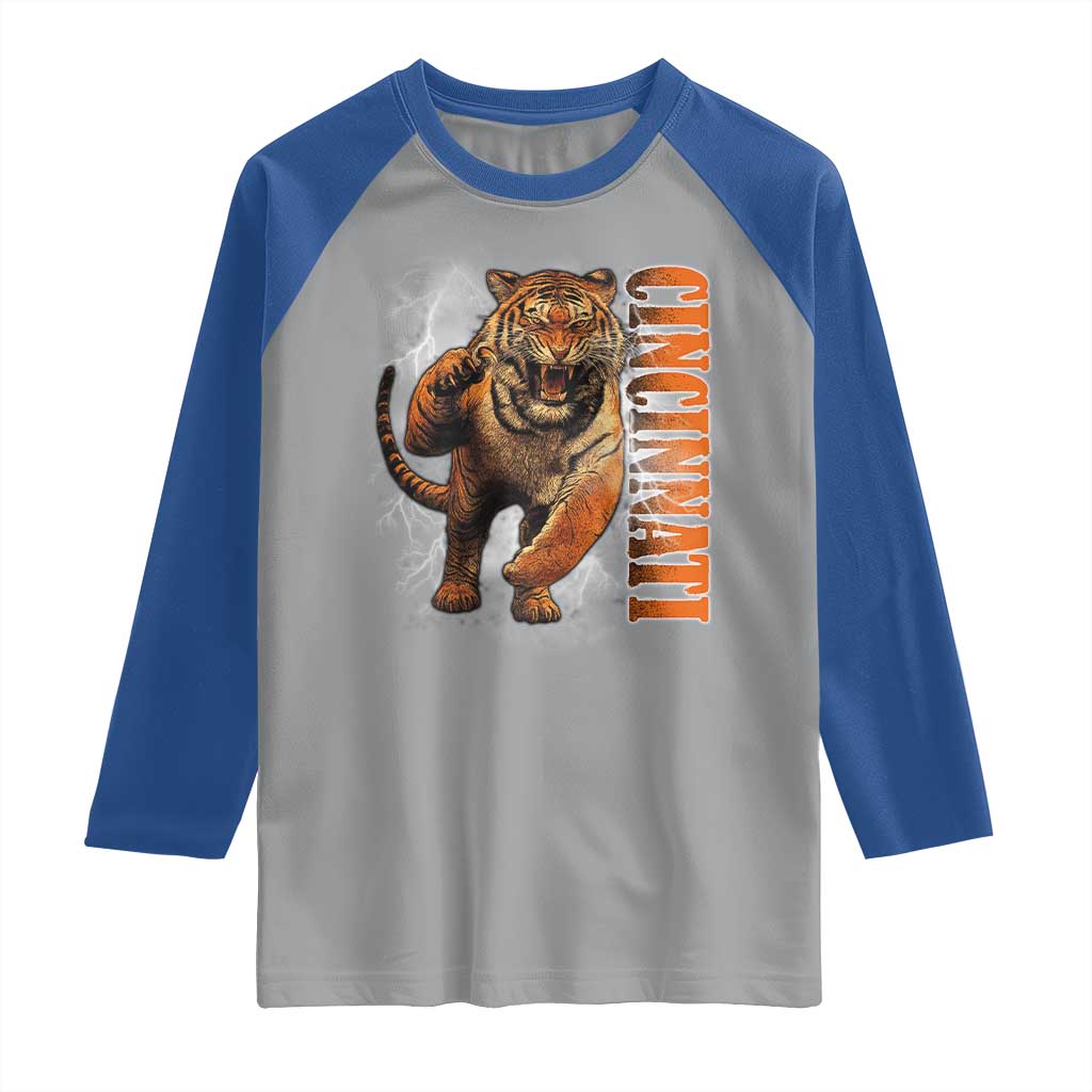 BFT Game Day Raglan Shirt Bootleg Vintage TS10 Sport Gray Royal Print Your Wear