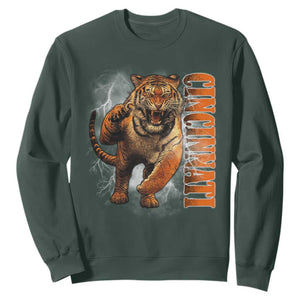 Cincinnati Tiger Sweatshirt Bootleg Vintage TS10 Dark Forest Green Print Your Wear