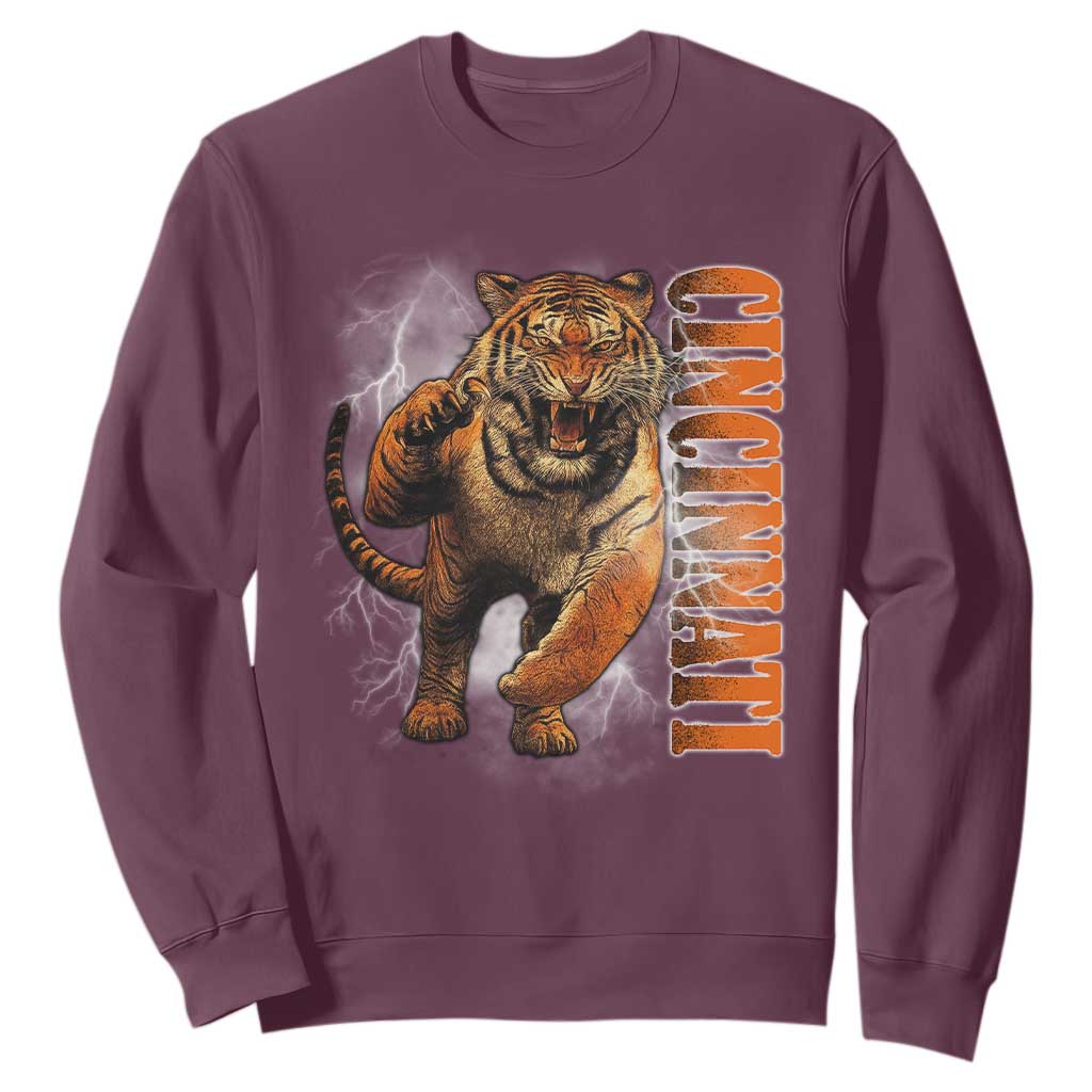 Cincinnati Tiger Sweatshirt Bootleg Vintage TS10 Maroon Print Your Wear