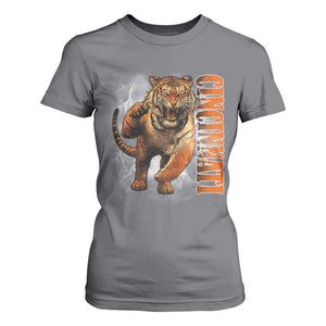 Cincinnati Tiger T Shirt For Women Bootleg Vintage TS10 Charcoal Print Your Wear