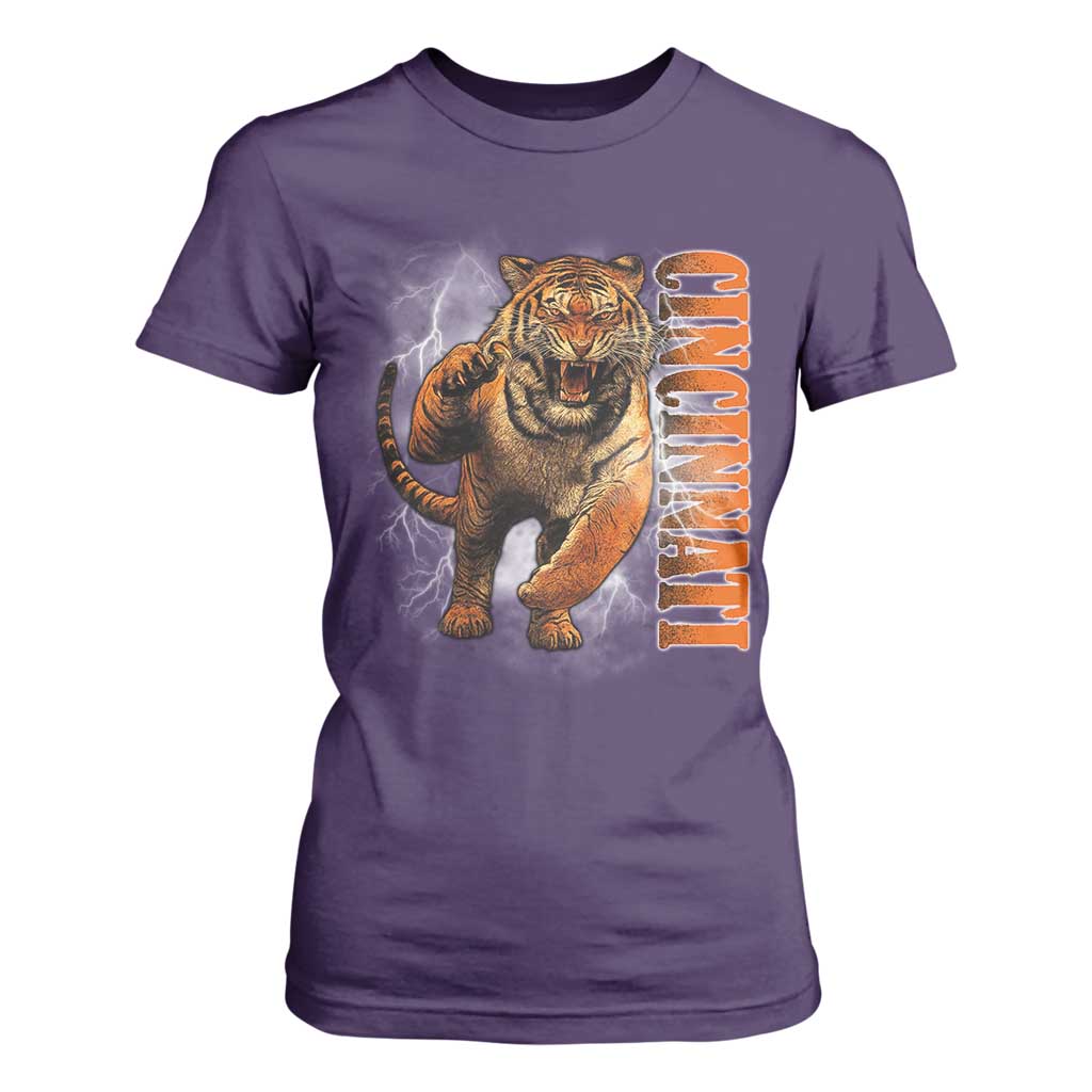 Cincinnati Tiger T Shirt For Women Bootleg Vintage TS10 Purple Print Your Wear