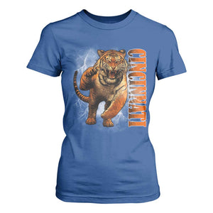 Cincinnati Tiger T Shirt For Women Bootleg Vintage TS10 Royal Blue Print Your Wear