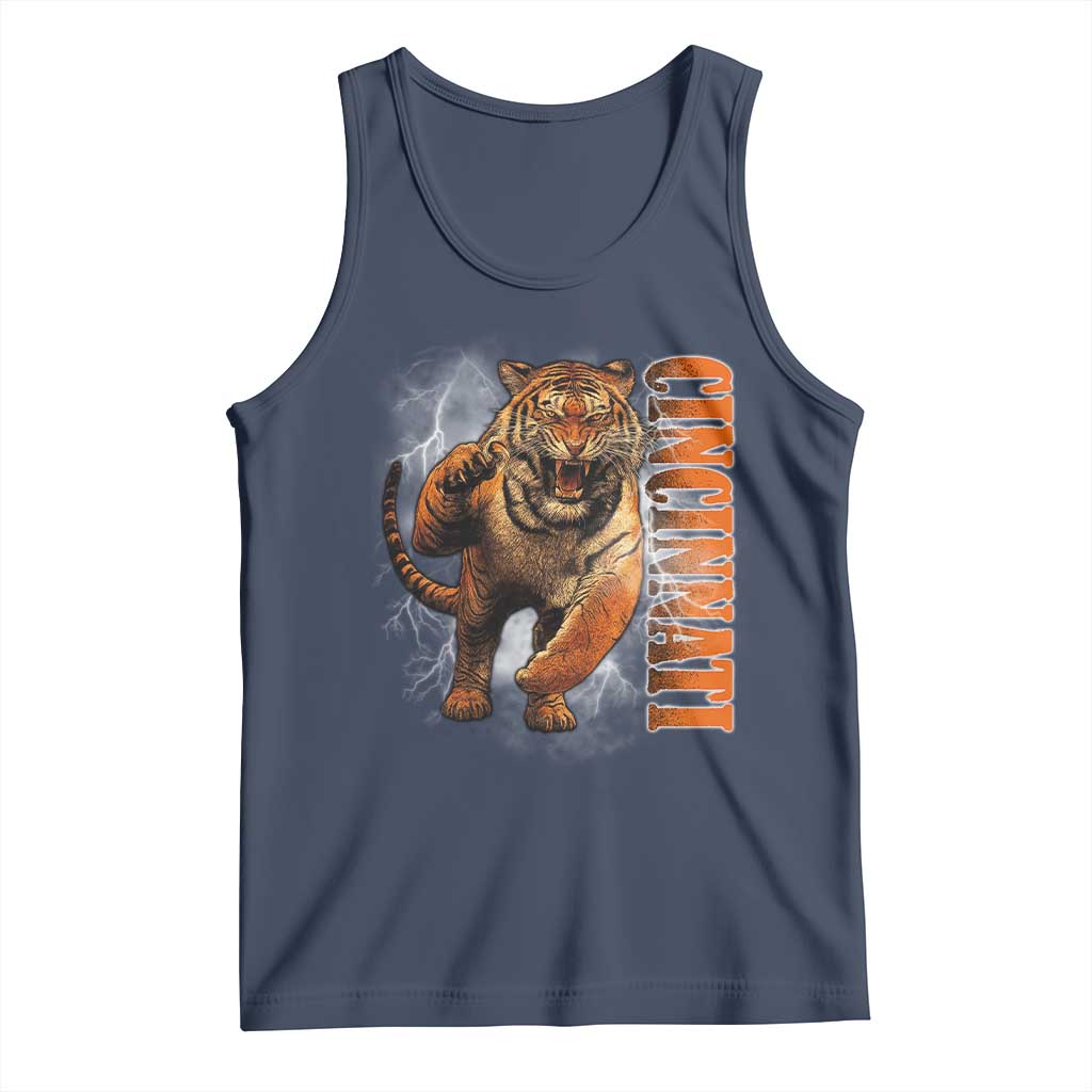 Cincinnati Tiger Tank Top Bootleg Vintage TS10 Navy Print Your Wear