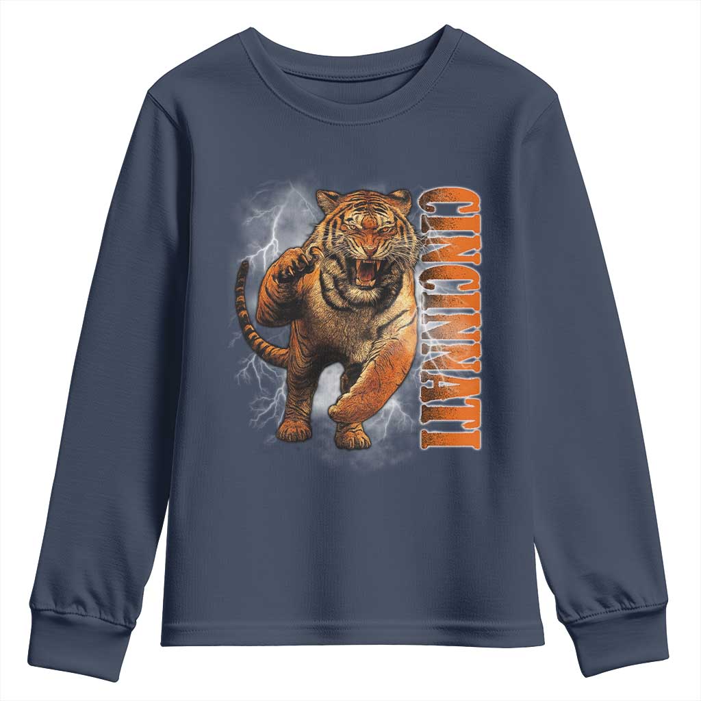 Cincinnati Tiger Youth Sweatshirt Bootleg Vintage TS10 Navy Print Your Wear
