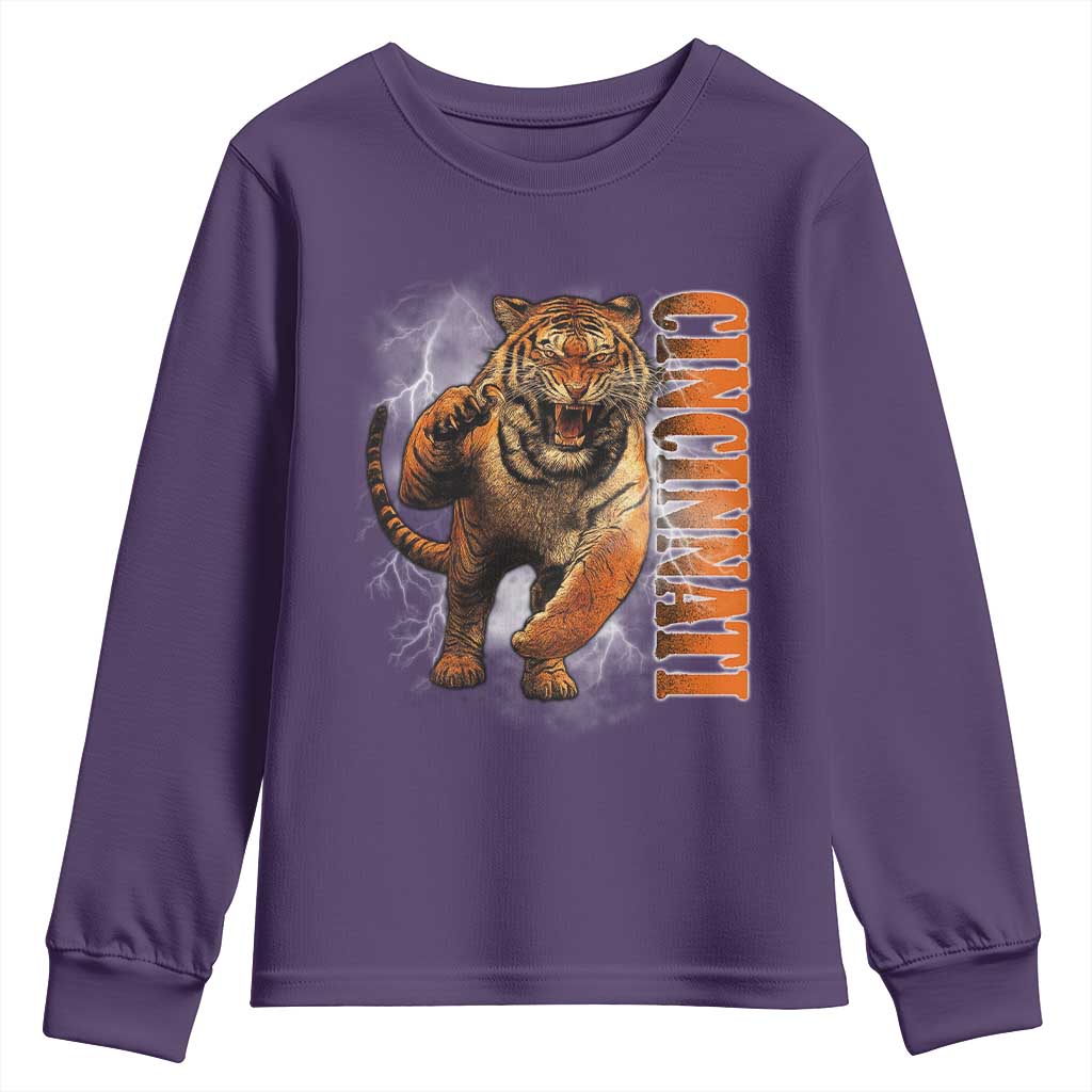 Cincinnati Tiger Youth Sweatshirt Bootleg Vintage TS10 Purple Print Your Wear