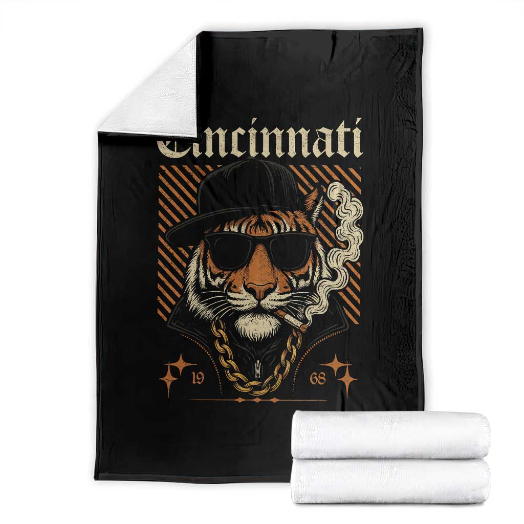 Cincinnati Tiger Throw Blanket Retro Vintage Mascot Sports Fan TS10 Black Print Your Wear
