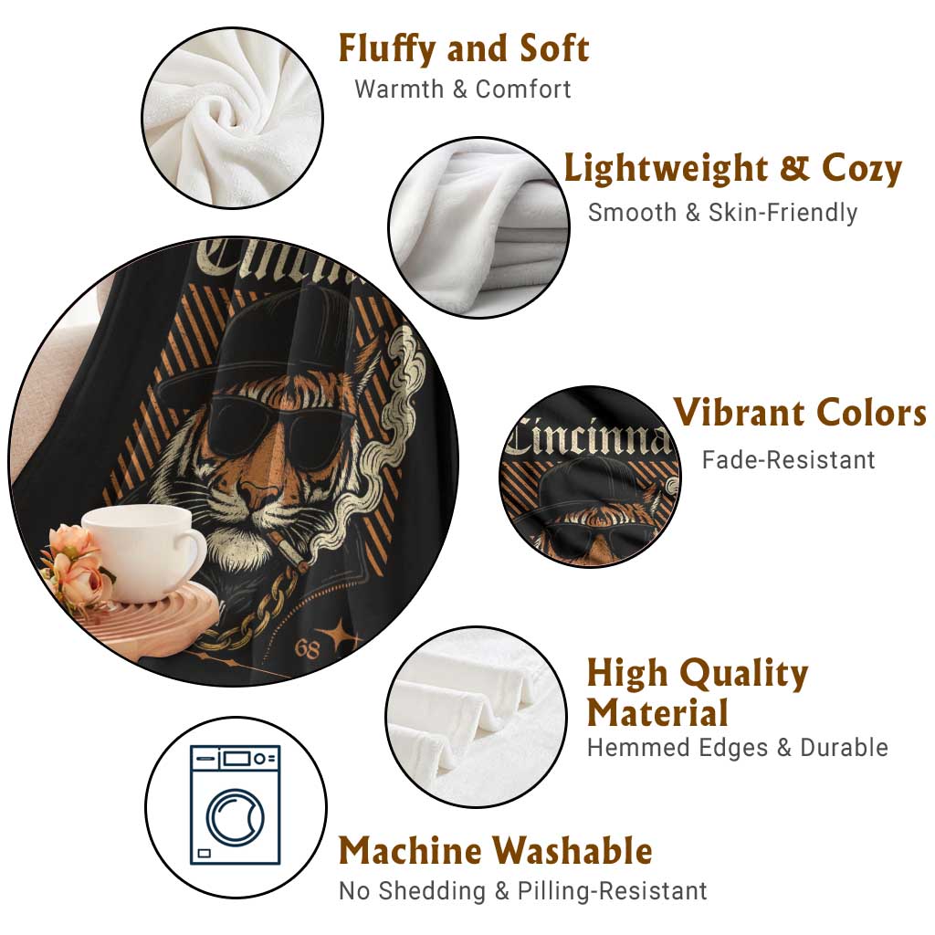 Cincinnati Tiger Throw Blanket Retro Vintage Mascot Sports Fan TS10 Print Your Wear