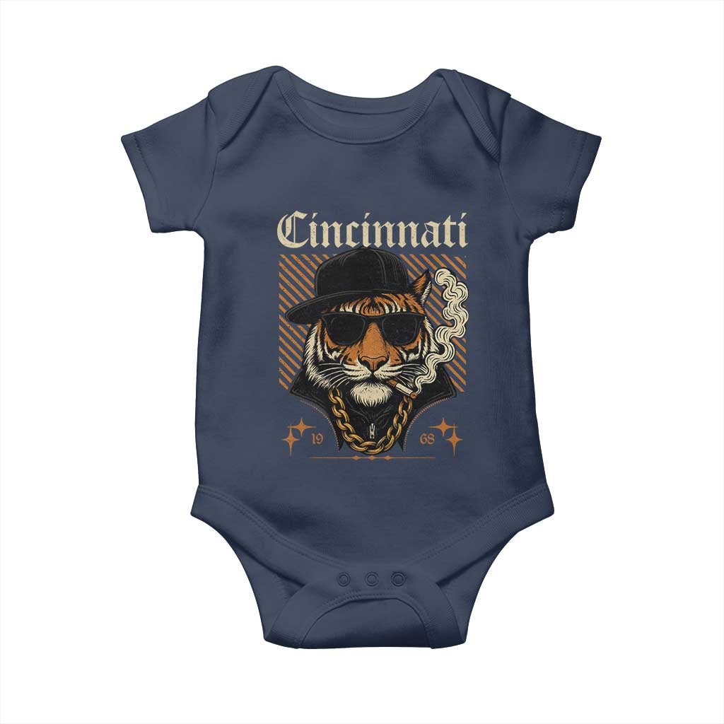 Cincinnati Tiger Baby Onesie Retro Vintage Mascot Sports Fan TS10 Navy Print Your Wear