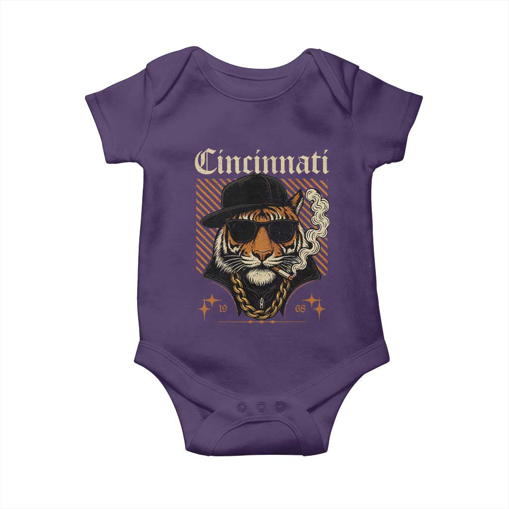 Cincinnati Tiger Baby Onesie Retro Vintage Mascot Sports Fan TS10 Purple Print Your Wear