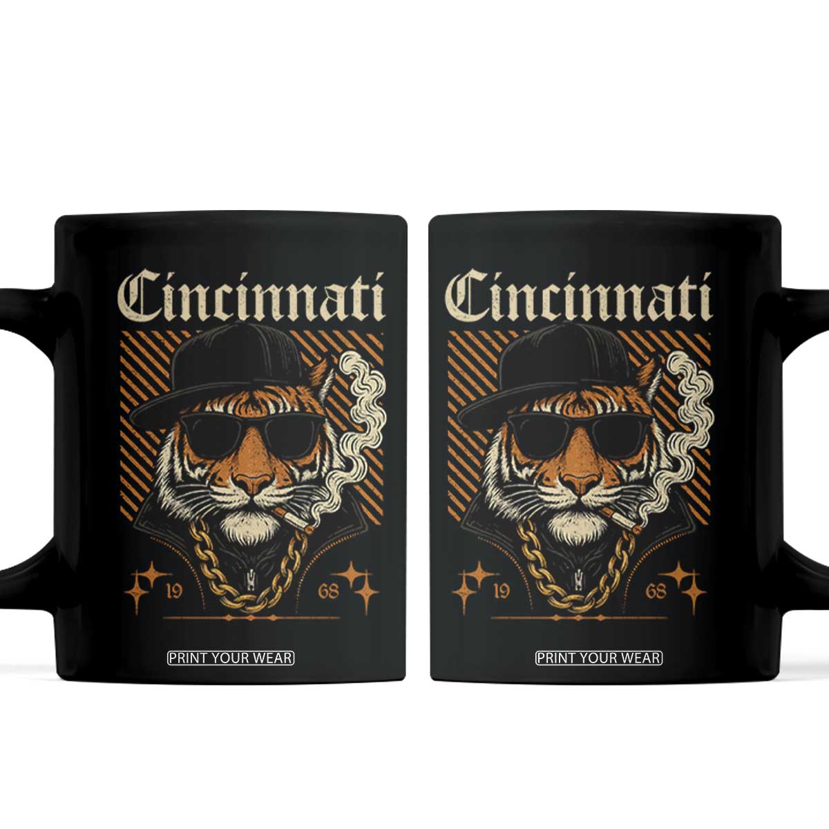 Cincinnati Tiger Coffee Mug Retro Vintage Mascot Sports Fan TS10 Black Print Your Wear