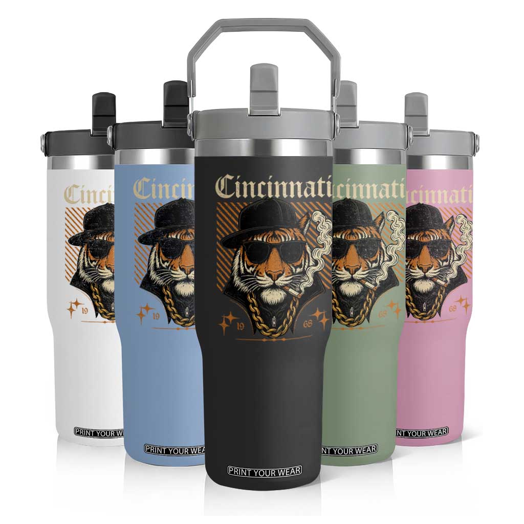 Cincinnati Tiger Flip Straw Tumbler Retro Vintage Mascot Sports Fan TS10 Print Your Wear